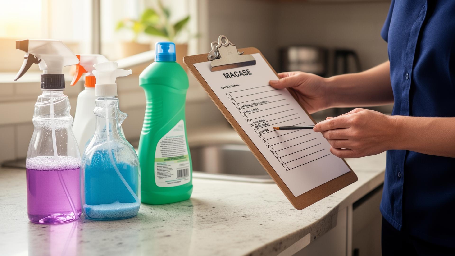 Cleaner with checklist and supplies