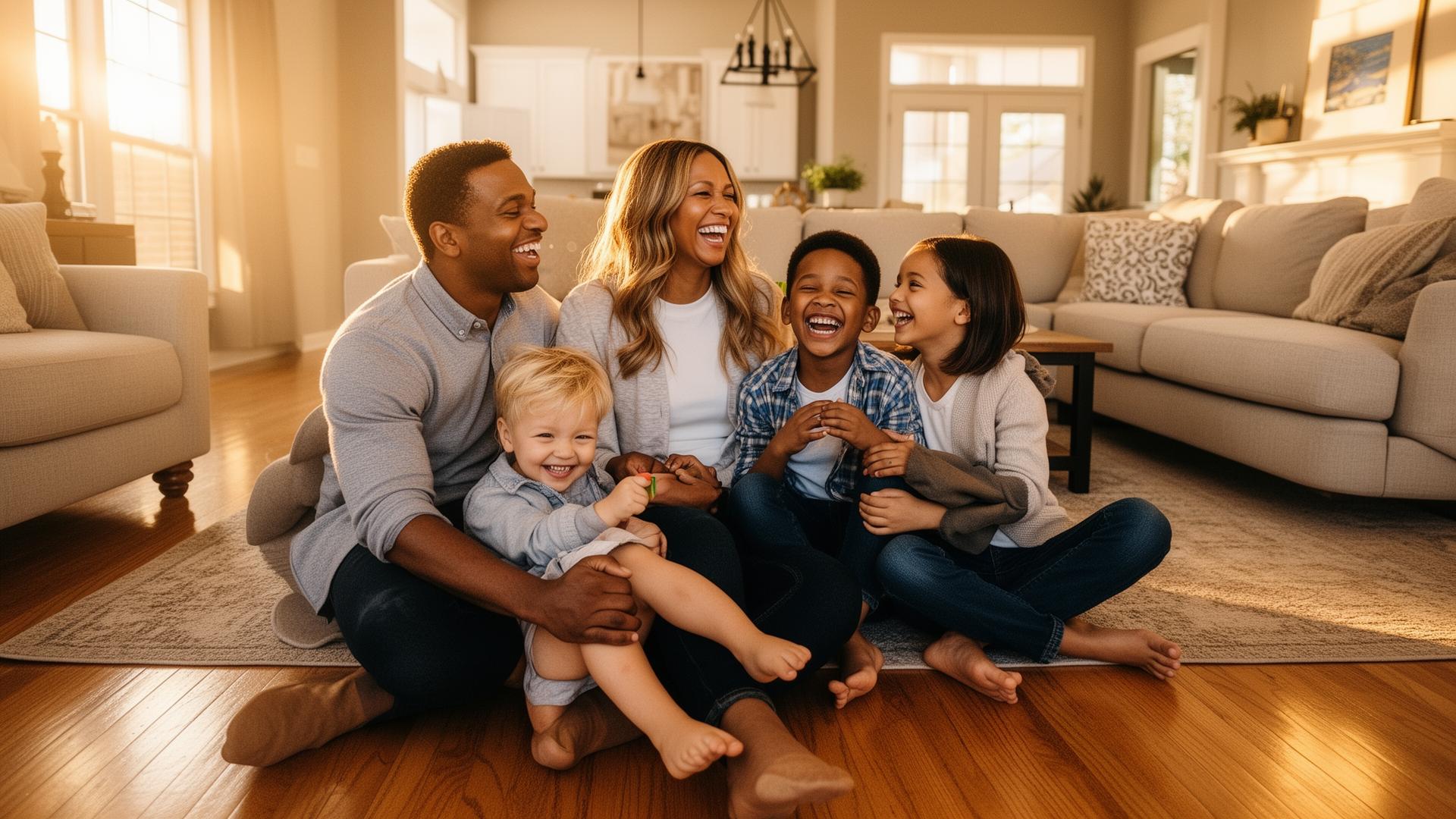 Happy Ardmore family in a clean home
